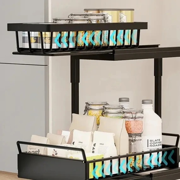 Raft depozitare universal, NEVERMORE, glisant, multifunctional, etajat, Metal, 36 x 27 x 37 cm