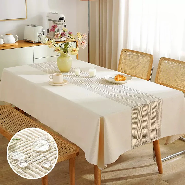 Fata de Masa Premium, Rezistenta la apa, Aspect In Natural, Nano Hidrofoba, Anti-Pete, Anti-Ulei, Lavabila, Design Nordic Elegant, 140 × 220 cm