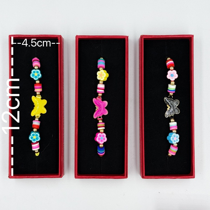 Set 12 martisoare bratari cu cutii, NEVERMORE, Fluturas, Lungime reglabila, B25S1201, Multicolor