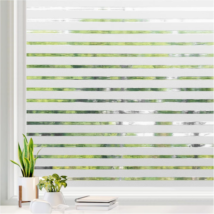 Folie Decorativa pentru Geam si Fereastra, Model Dungi 20x40 mm. Autocolant cu Protectie Solara, Protectie Solara si Intimitate, 600 x 2000 mm