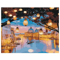Set pictura pe numere - panza pe rama lemn 40x50 cm, Venetia, NEVERMORE®, tablou cu schita, 3 pensule si vopsea acrilica