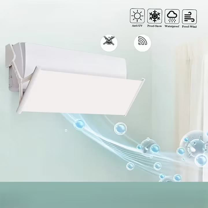 Deflector aer conditionat extensibil, Unghi reglabil, Universal, ajustabil pe 4 niveluri, 0-130 x 30 cm, Usor de instalat, Alb