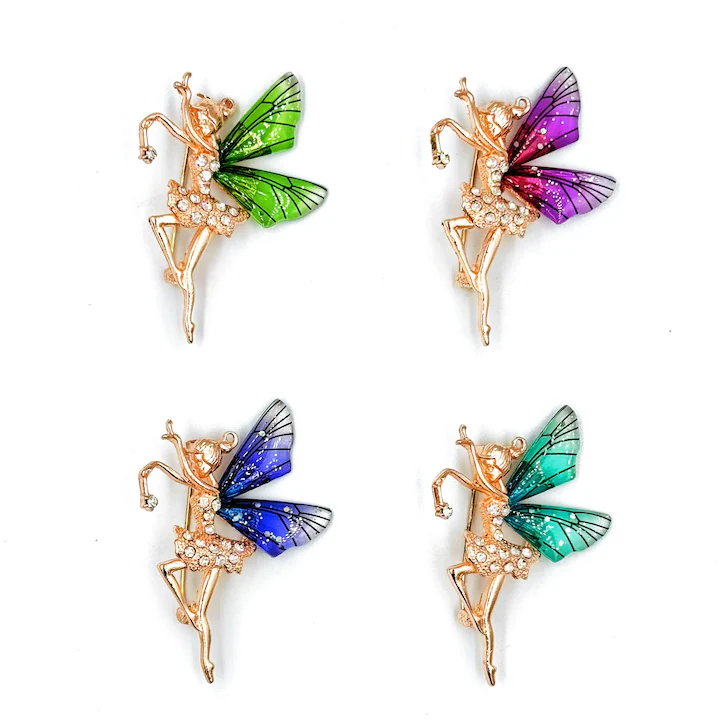 Set 4 martisoare brose, NEVERMORE, Metal, B2512, 5.5cm, Multicolor