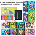 Set jucarie creativa Pictura cu nisip colorat, NEVERMORE, 12 culori de nisip si 12 Pictura cu animale