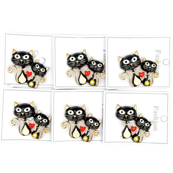 Set 6 martisoare brose, NEVERMORE, Metal, B2518, 4cm, Multicolor