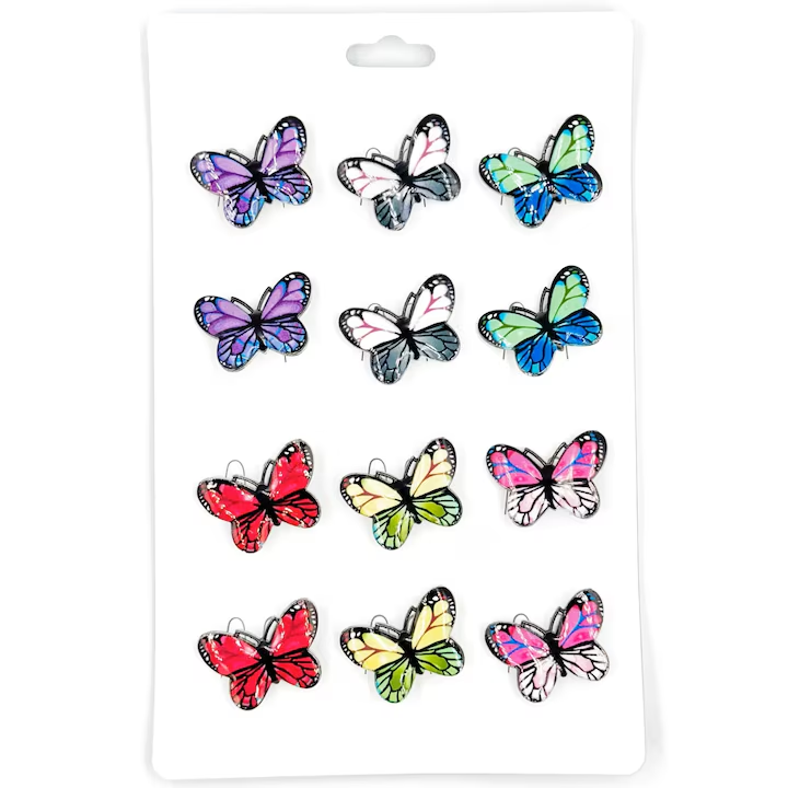Set 12 martisoare brose, NEVERMORE, Fluturas, Metal, B2508, 3cm, Multicolor
