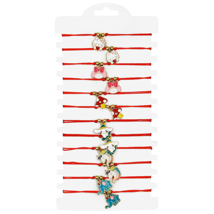 Set 12 martisoare bratari, NEVERMORE, Lungime reglabila, M2513, Multicolor