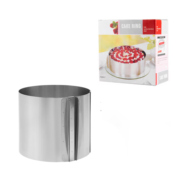 Inel reglabil pentru tort, NEVERMORE, Inox, diametru 16 - 30 cm