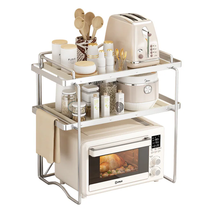 Raft demontabil universal, NEVERMORE, pretabil cuptor cu microunde, Potrivit ca tavita, 57x36x58 cm, Inox, Alb