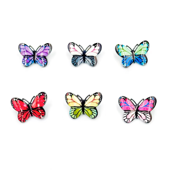 Set 12 martisoare brose, NEVERMORE, Fluturas, Metal, B2508, 3cm, Multicolor