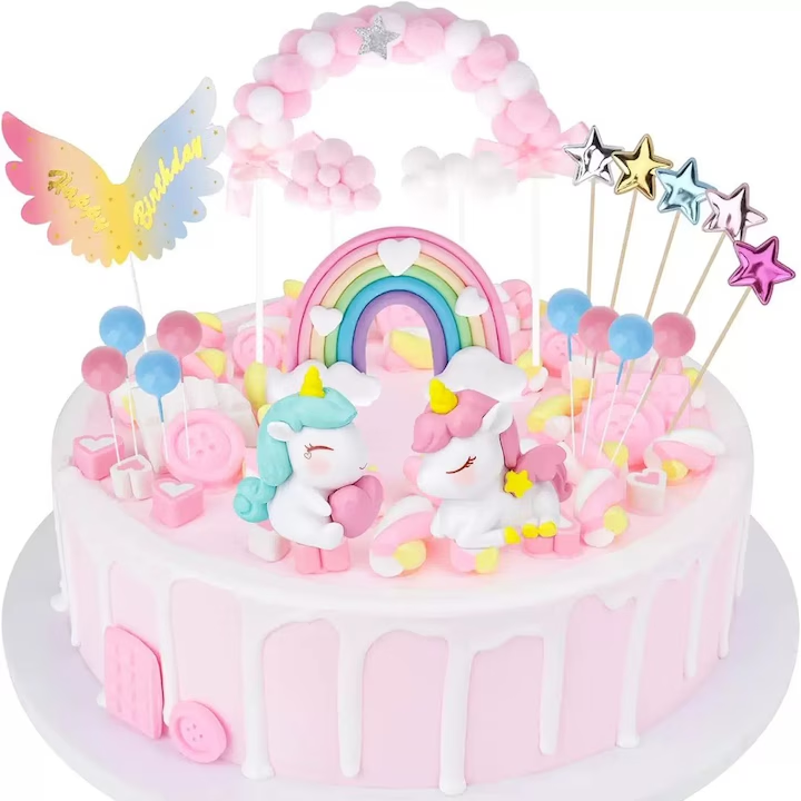 Set Decor Tort Unicorn 20 Piese, NEVERMORE Multicolor