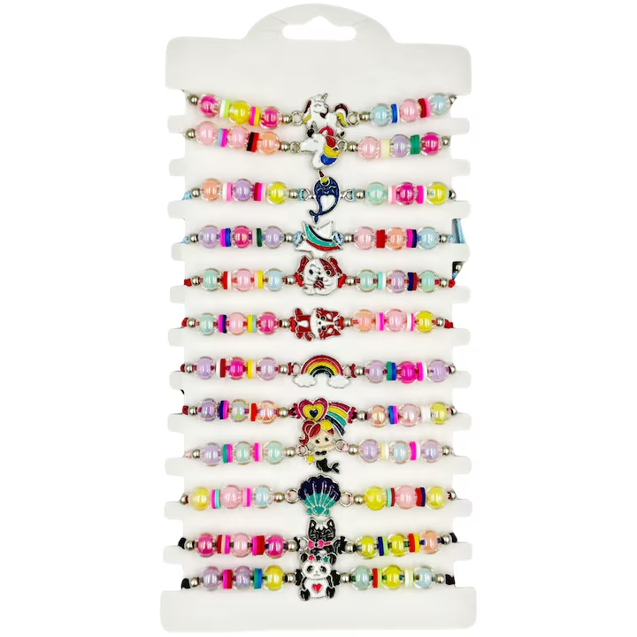 Set 12 martisoare bratari, Nevermore, multicolor, lungime reglabila