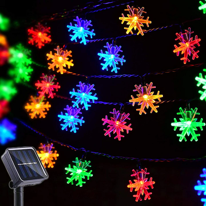 Instalatie Zapada cu solar, NEVERMORE, 7m, 50led-uri, Incarcare Solara, Multicolor