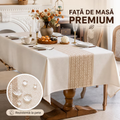 Fata de masa Premium, NEVERMORE, Design Rustic Elegant, Rezistenta la Pete, 140 × 220 cm, Crem/Maro