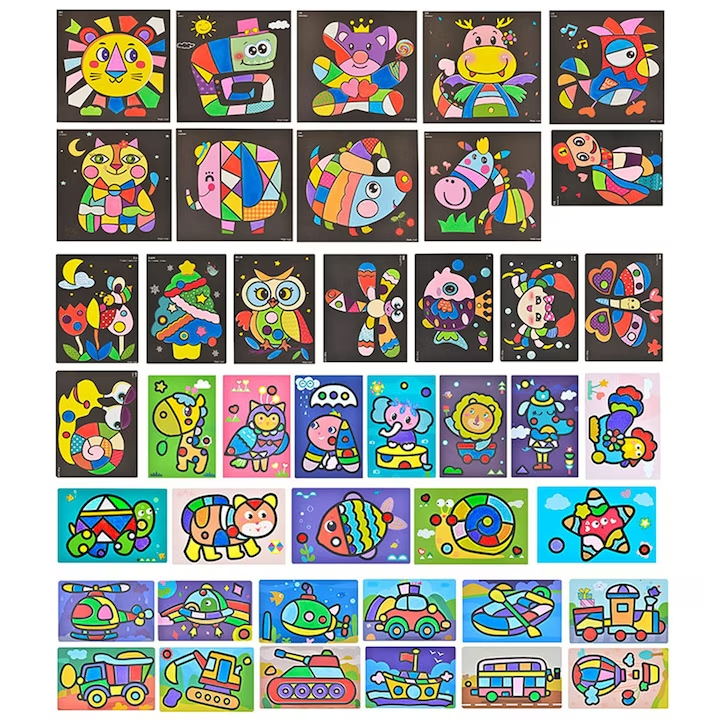 Set jucarie creativa Pictura cu nisip colorat, NEVERMORE, 24 culori de nisip si 42 Pictura