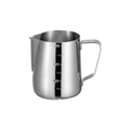 Cana din inox 304 cu gradatie, NEVERMORE, latiera pentru spumare cu maner