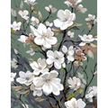 Set pictura pe numere - panza pe rama lemn 40x50 cm, floare de cais, NEVERMORE® 273, tablou cu schita, 3 pensule si vopsea acrilica