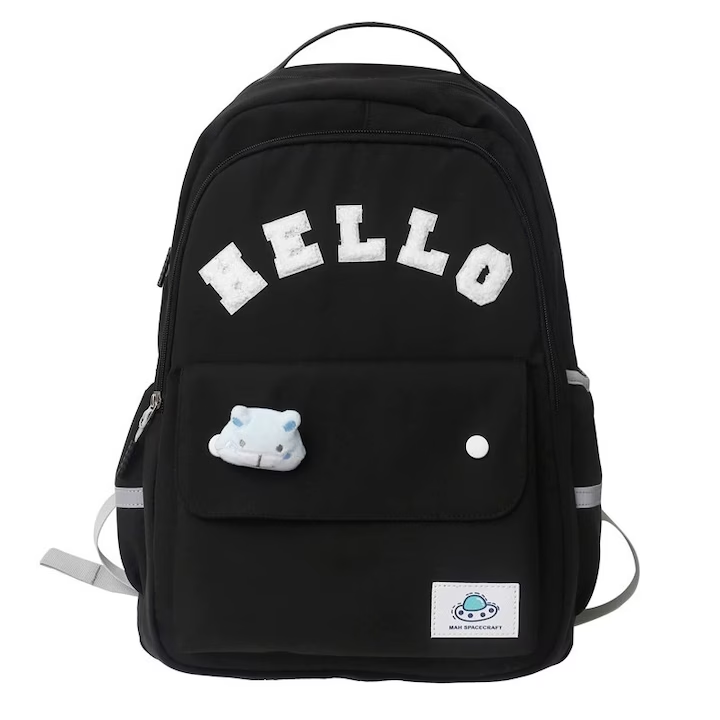 Ghiozdan Scoala, NEVERMORE, Logo HELLO, Nylon, 44 x 32 x 18 cm