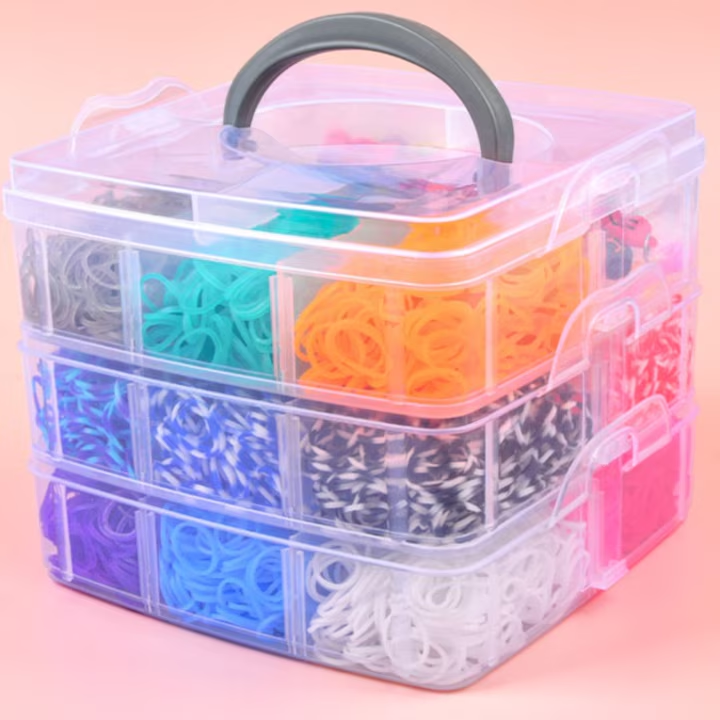 Set creativ DIY pentru copii, NEVERMORE, accesorii pentru realizarea bratarilor din elastic,4900 piese