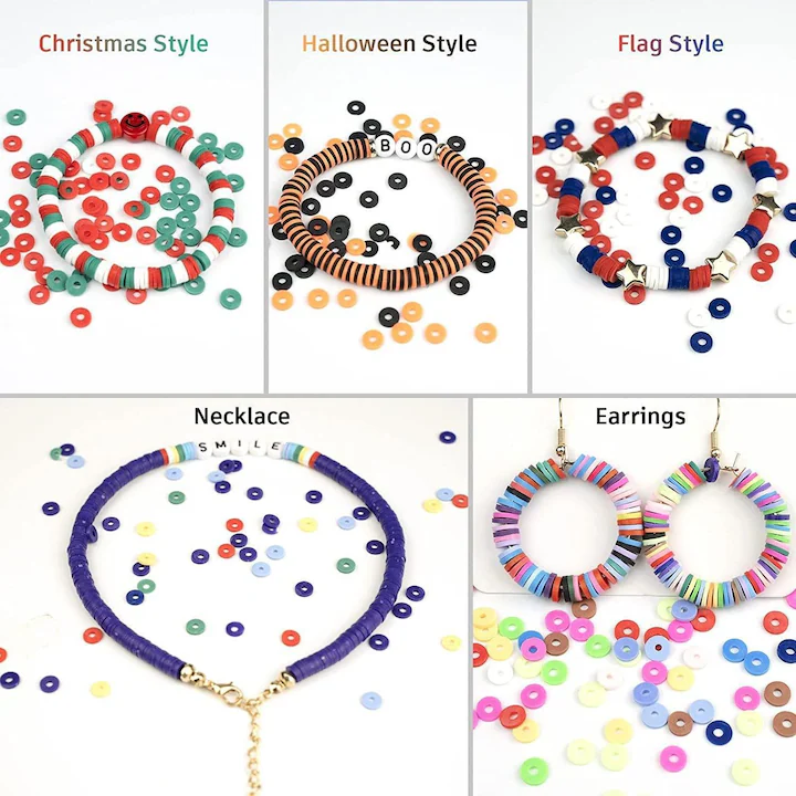 Set 6000 de margele din argila in 24 de culori, NEVERMORE, pentru realizarea bratarilor DIY, accesorii incluse, multicolor