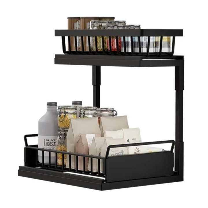 Raft depozitare universal, NEVERMORE, glisant, multifunctional, etajat, Metal, 36 x 27 x 37 cm