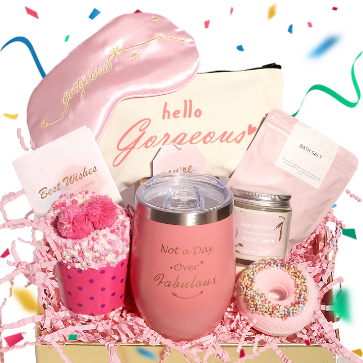 Set cadou spa pentru femei, NEVERMORE, 9 piese Cutie cadou (cu rafie), Ingrijire corp, Cana Termoizolanta, Bila de Baie, Sare de Baie, Lumanare Parfumata, cadou relaxant pentru Valentine, Ziua Mamei, Craciun, roz