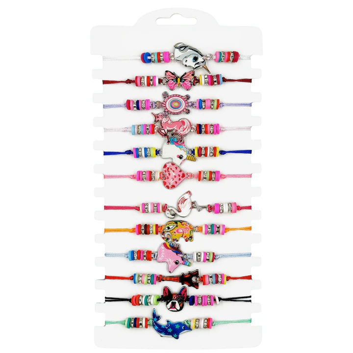 Set 12 martisoare bratari, NEVERMORE, Lungime reglabila, M2511, Multicolor