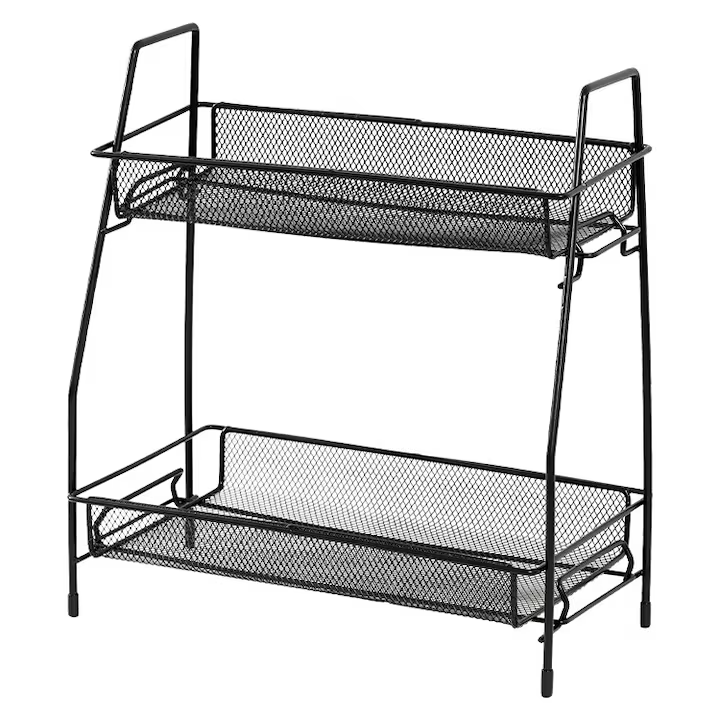Suport organizator multifunctional cu 2 etaje, Nevermore, metalic, Negru