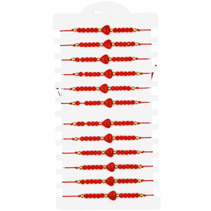 Set 12 martisoare bratari, NEVERMORE, Lungime reglabila, M2504, Rosu
