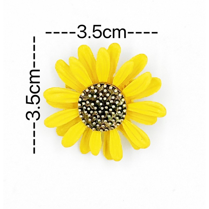 Set 6 martisoare brose, NEVERMORE, Margaretuta, Metal, B2517, 3.5cm, Multicolor