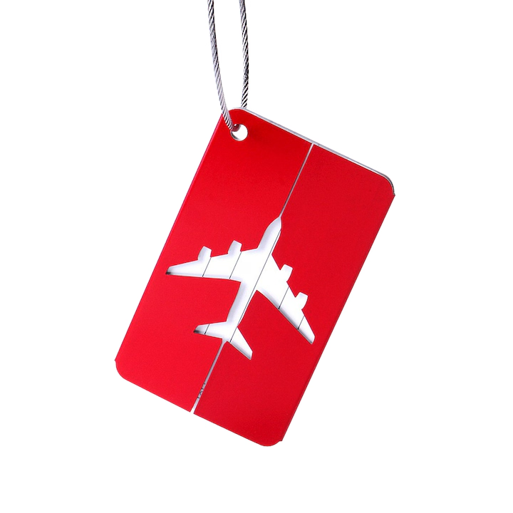 Eticheta troler tag, NEVERMORE, model avion, 7.5 x 4.5 cm