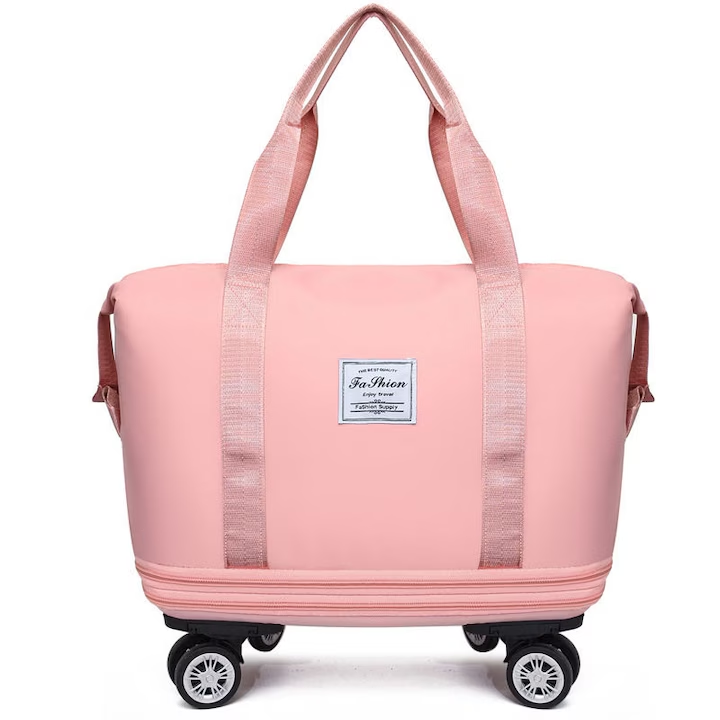 Geanta de voiaj cu role, NEVERMORE®, 25L-55L, trei etaje pliabila extensibila impermeabil, Role detasabile, Cu sac de depozitare, pentru barbati si femei, 42x23x63cm,