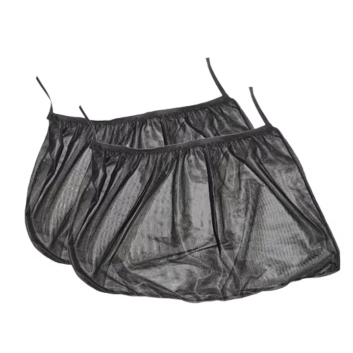 Set 2 Parasolare geamuri laterale-spate, plasa anti insecte, NEVERMORE, Negru