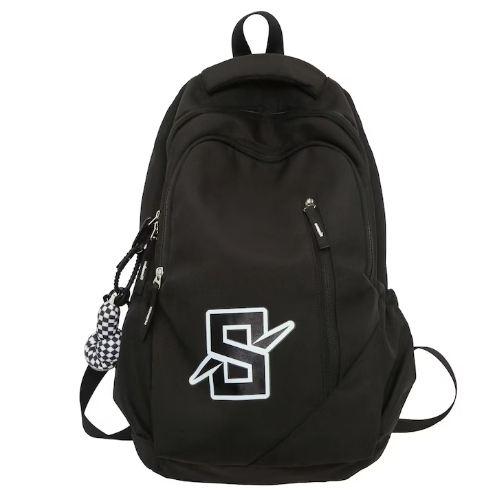 Ghiozdan scoala, NEVERMORE, Rezistent apa, stil sport-casual, 47 x 31 x 20 cm, Negru