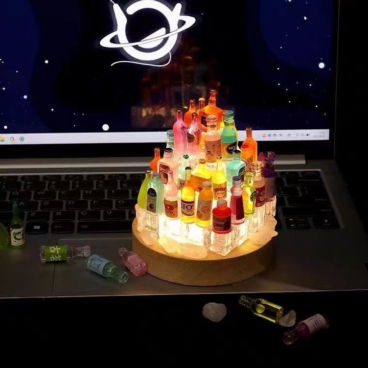 Lampa de veghe cadou creativ, NEVERMORE, sticlute de alcool, Cadou DIY, Multicolor