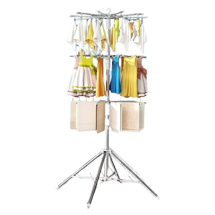 Uscator de rufe vertical si pliabil, NEVERMORE, inaltime 170 cm, 20 cleme, 50 capse, Gri