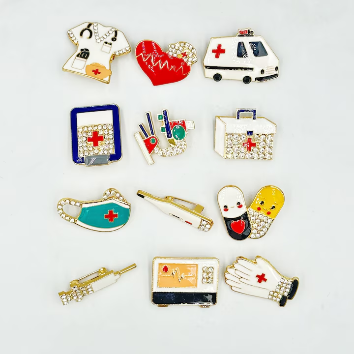 Set 12 martisoare brose, NEVERMORE, Metal, B2601, Multicolor
