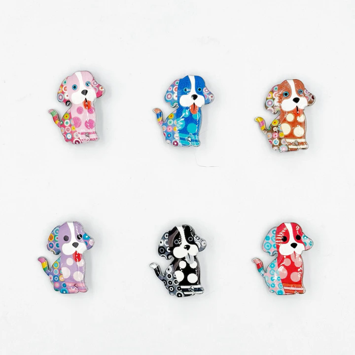 Set 12 martisoare brose, NEVERMORE, Catelus, Metal, B2507, 3cm, Multicolor