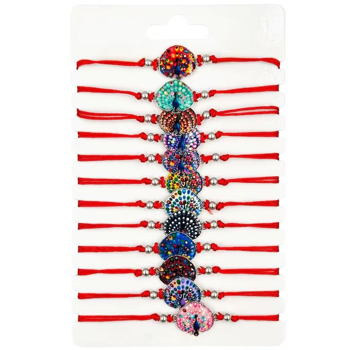 Set 12 martisoare bratari, NEVERMORE, Paunel, Lungime reglabila, M2521, Multicolor