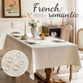 Fata de Masa Jacquard, Stil Francez Elegant Clasic, Dreptunghi, Rezistenta la stropire, pentru Bucatarie si Dining, 145 × 220 cm, Alb Orez