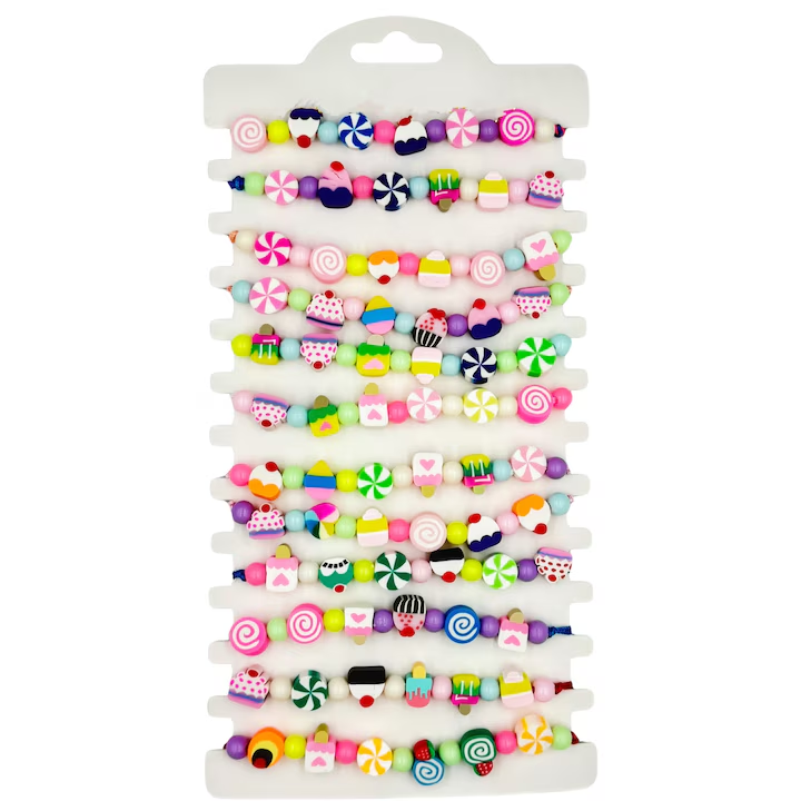 Set 12 martisoare bratari Nevermore, Sweet Candy, Lungime reglabila, Multicolor