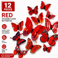Set 12 Fluturi 3D pentru Perete, Autocolante Decorative cu Magnet si Adeziv, PVC Rezistent, Decor Casa, Dormitor, Living, 12 / 10 / 8 / 6 cm