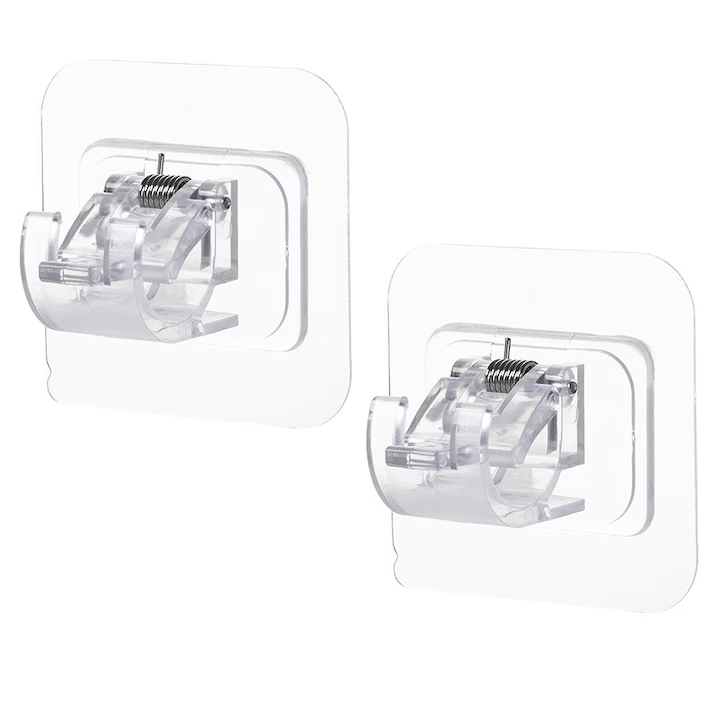 Set 2 Cuiere cu adeziv super rezistent, NEVERMORE, Fara Gaurire Carlige Perete, Transparent