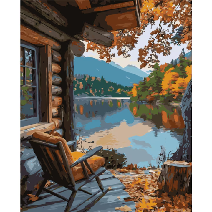 Set pictura pe numere - panza pe rama lemn 40x50 cm, H1296, NEVERMORE, tablou cu schita, 3 pensule si vopsea acrilica