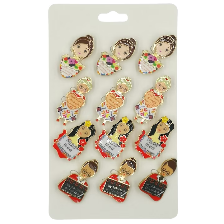 Set 12 brose pentru martisor, NEVERMORE, Pentru Mama sau profesoara, 3cm, Multicolor