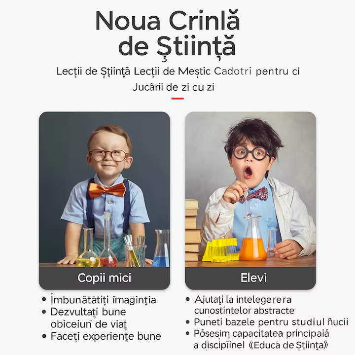 Set de joaca educativ laborator de stiinta, 36 de Experimente, Instructiuni in Limba Romana, Multiple Accesorii, Reutilizabile, Portabil, Usor de utilizat, ８ ani +, Multicolor