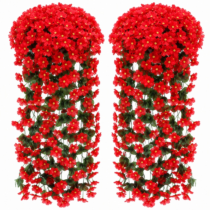 Set 4 Buchete Flori Artificiale Suspendate Violeta, NEVERMORE, Plante artificiale, Flori Decorative pentru Vaza, Aspect Natural, Decor Casa, Birou, Nunta si Evenimente