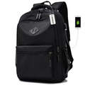 Rucsac scoala, NEVERMORE, Rezistent la Apa, Compartiment laptop dimesiune pana la 17”, cu port de incarcare USB, 46x31x16 cm