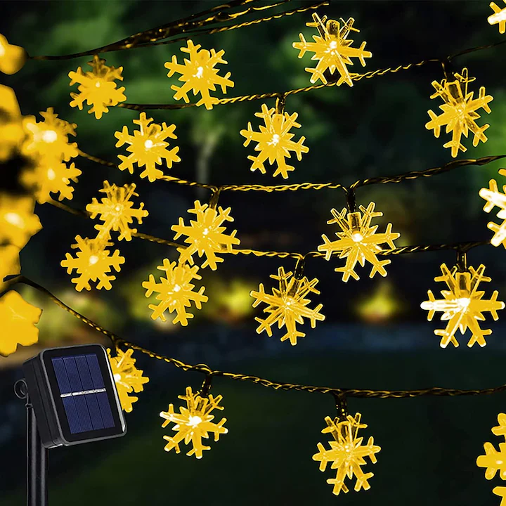 Instalatie Zapada cu solar, NEVERMORE, 7m, 50led-uri, Incarcare Solara, Alb cald