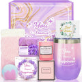 Set cadou pentru femei, NEVERMORE, Ingrijire corp, Cana Termos din Inox, Bile de baie, lumanare parfumata, sosete dama, Sapun de baie, cadou relaxant pentru Valentine, Ziua Mamei, Craciun, Lila